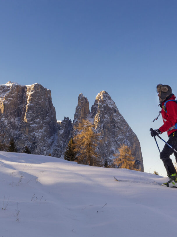 Backcountry skiing in the Dolomites, Italy