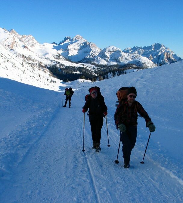 Snowshoeing the Alta Via N.1 in the Dolomites, Italy