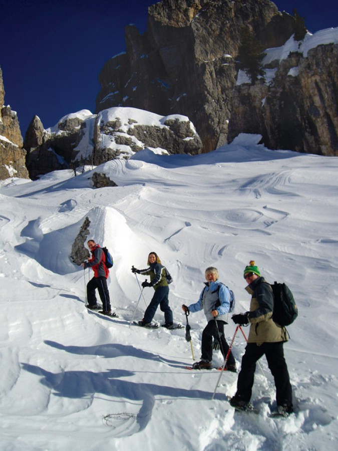 A snowshoeing tour in the Dolomites