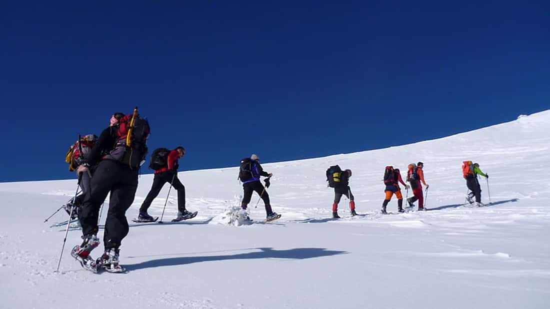 Snowshoers in Sierra de Guadarrama National Park