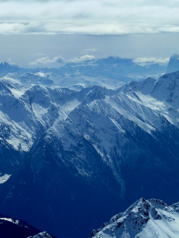 Backcountry skiing in the Dolomites, Italy