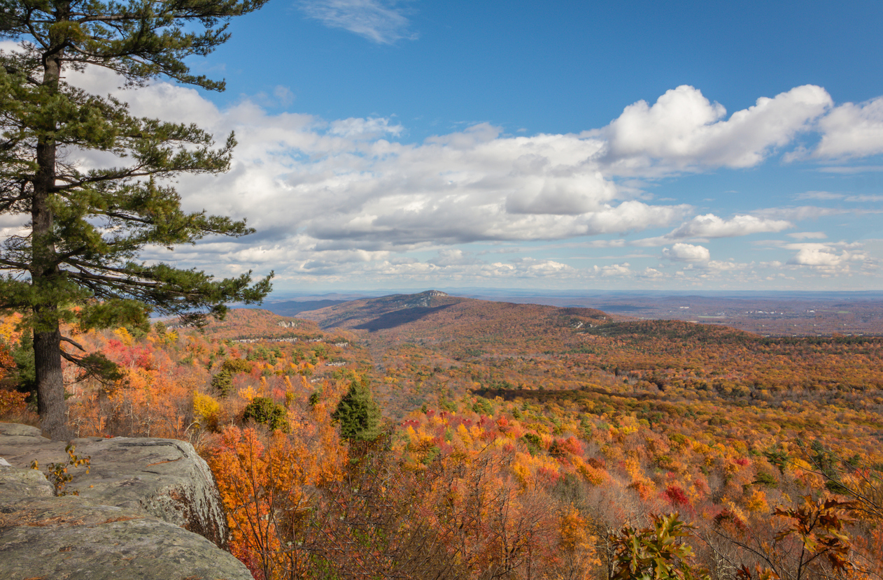 A view of Catskill Mountains and Mohonk Preserve in Minnewaska State Park