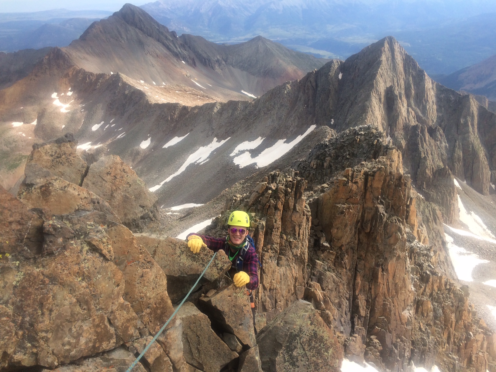 A mountaineer on the Wilson El Diente Traverse