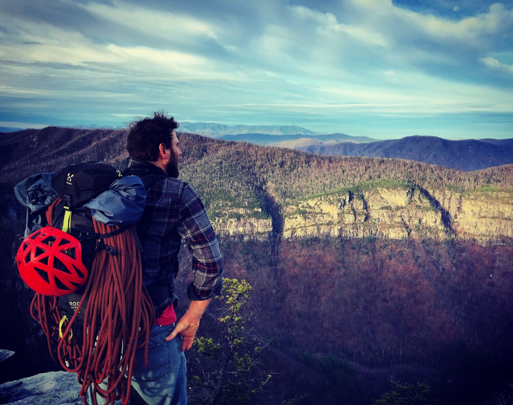 Beautiful views of Linville Gorge after a full day of rock climbing North Carolina’s most wild crags.