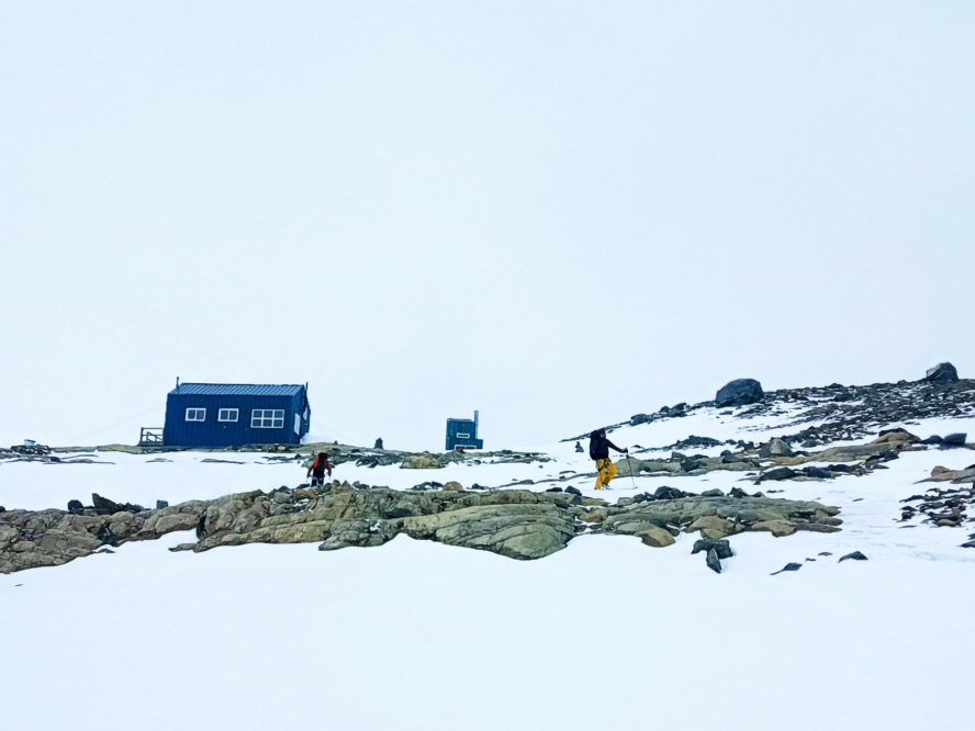 Skiers explore the glacier around the Alpine Club of Canada’s Balfour ski hut in British columbia.