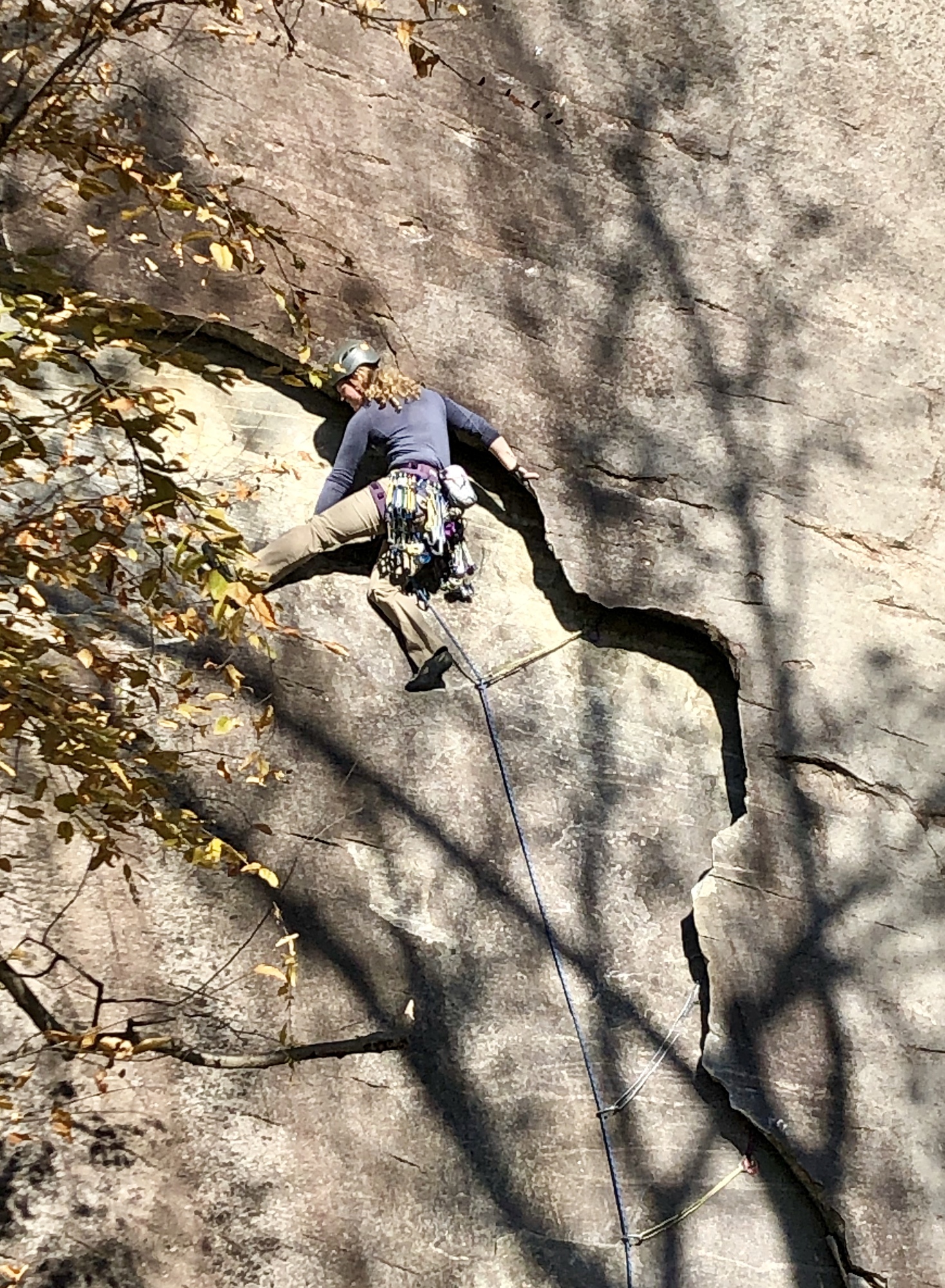 Leading Frosted Flake (5.9+) at Rumbling Bald’s Cereal Buttress.