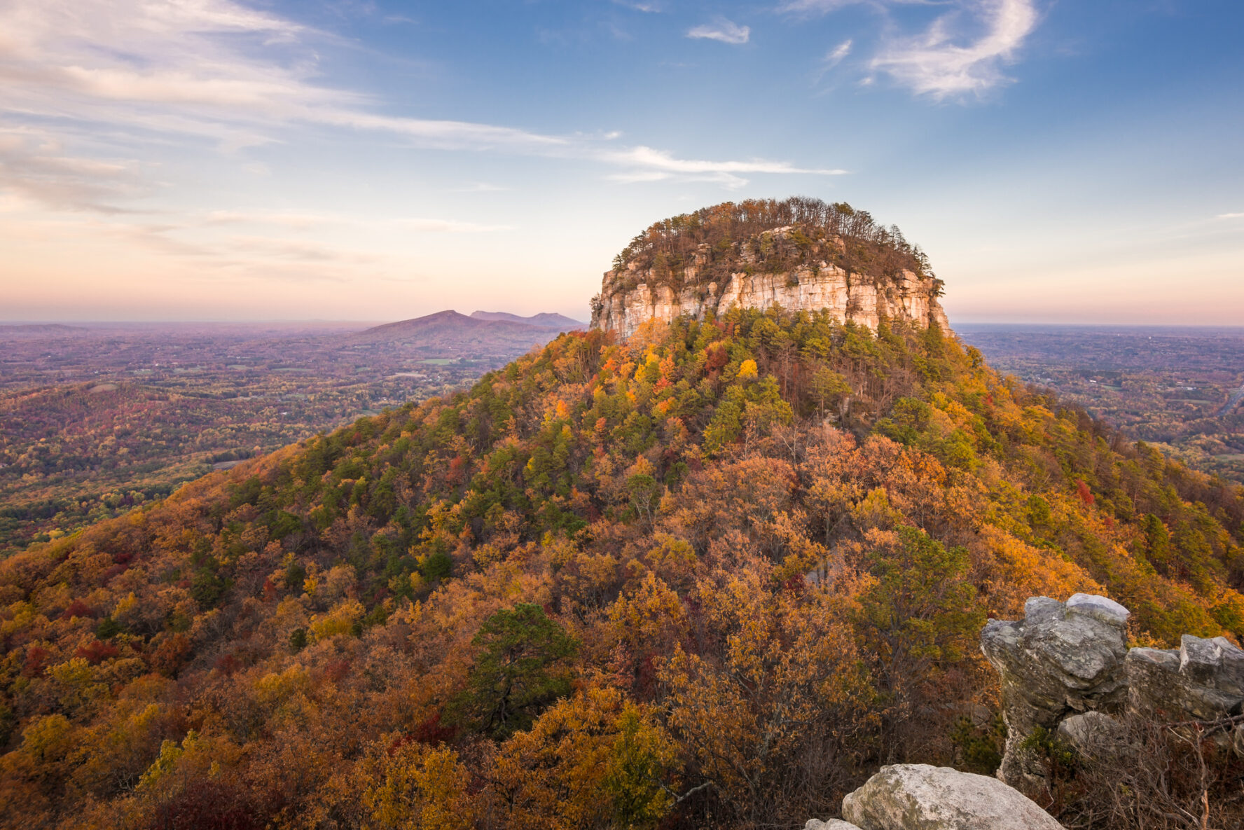 The Pilot Mountain Knob is closed to climbing for conservation purposes.