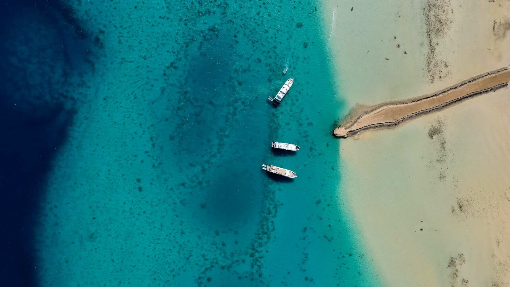 An aerial view of an island in the Red Sea in Egypt