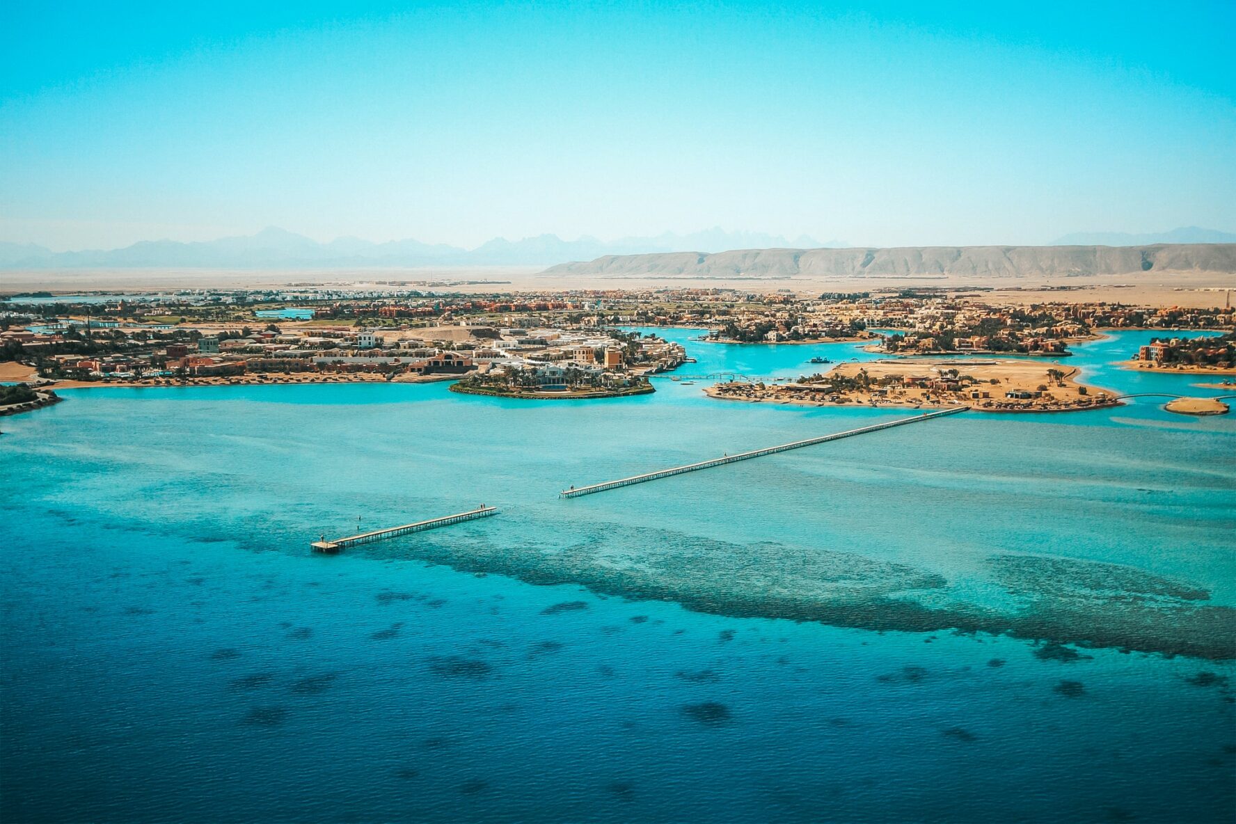 An aerial view of El Gouna, Egypt