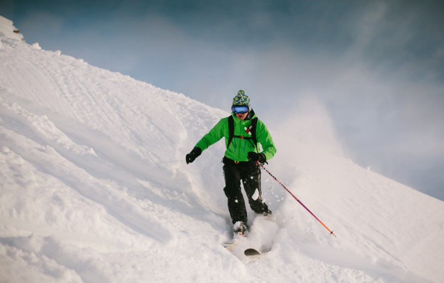 Backcountry skier in the Dolomites
