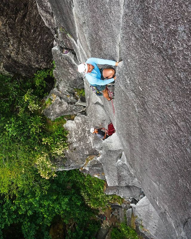 Climber on a cliff at Exit 38