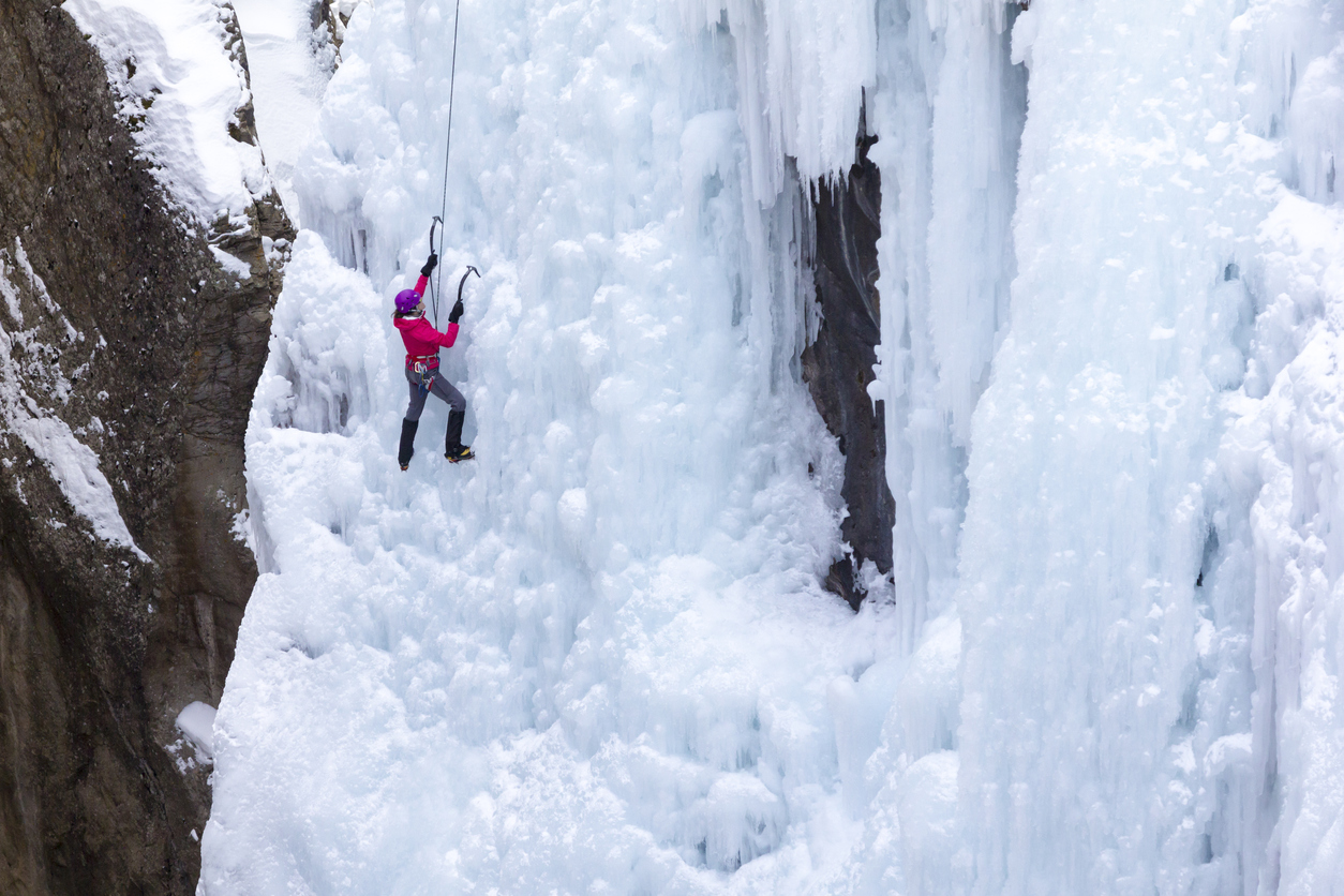 An ice climber in New Hampshire