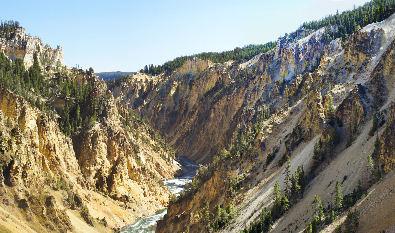 The Grand Canyon of Yellowstone and river winding through it