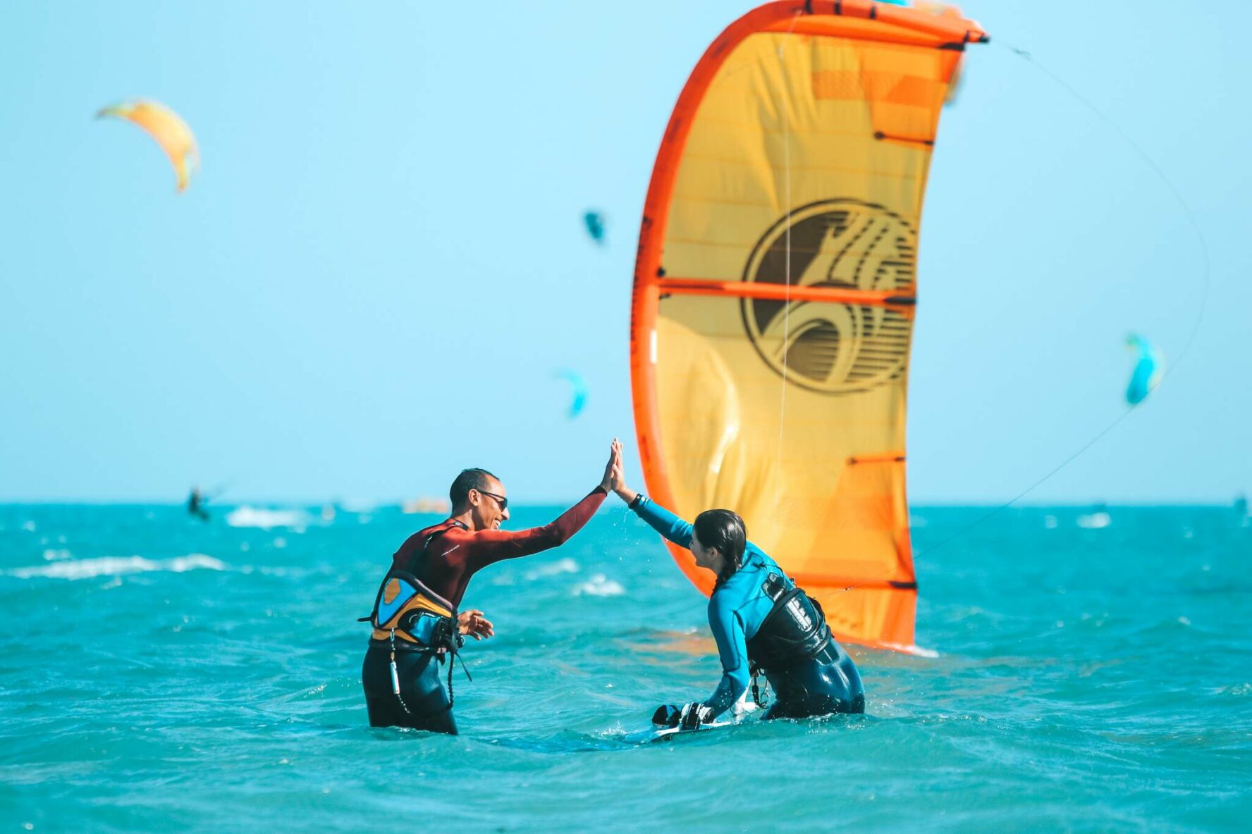 High fives after kitesurfing in Hurghada
