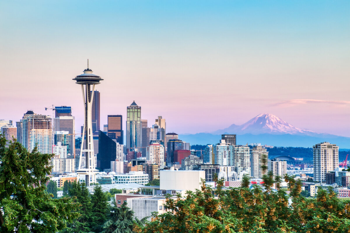 Seattle with Mt. Rainier in the background