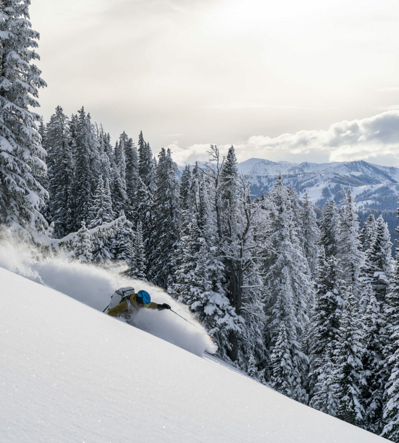 Skiing down one of the numerous slopes around Jackson Hole.