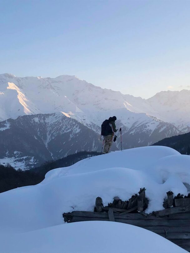 Backcountry skiing in Racha, Georgia