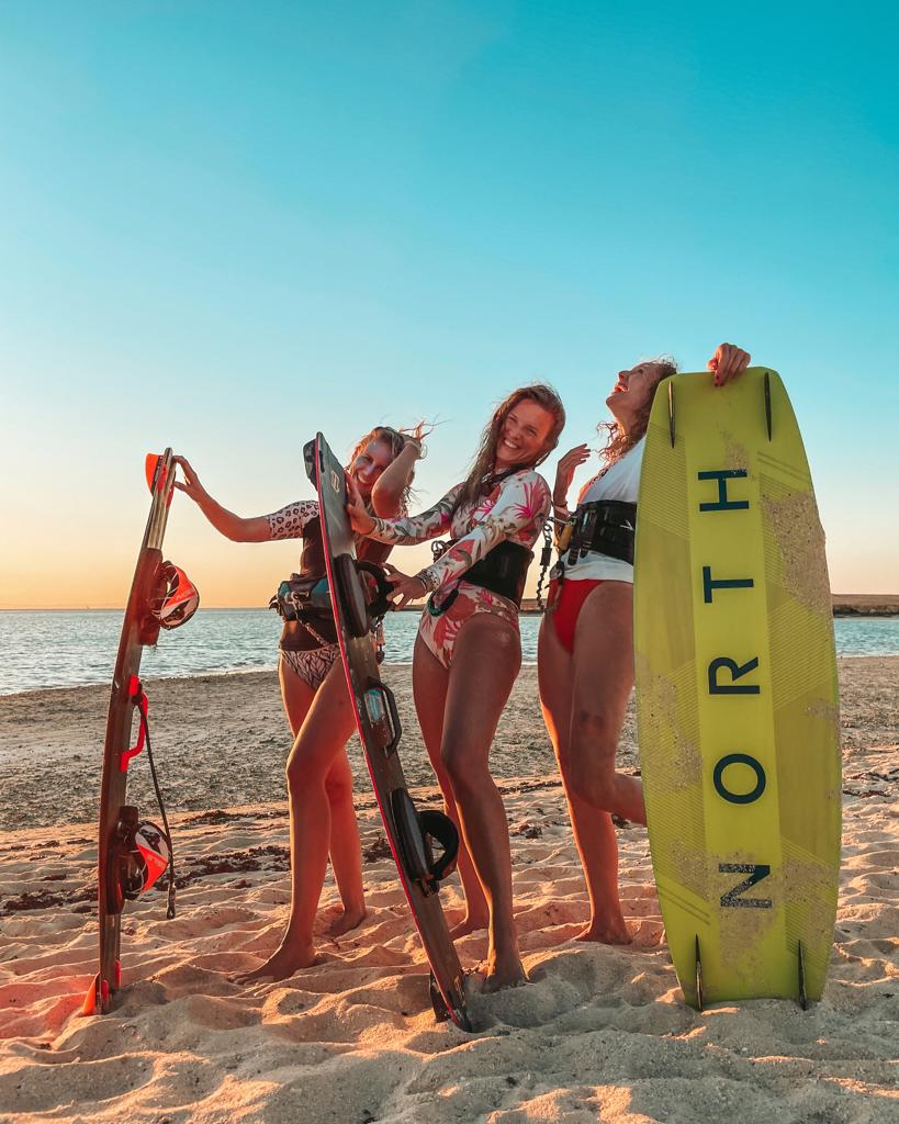 Three women with boards in Safaga