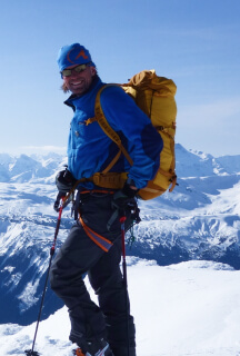 Tom Wolfe is a certified mountain guide who will take you on a backcountry skiing expedition in BC.