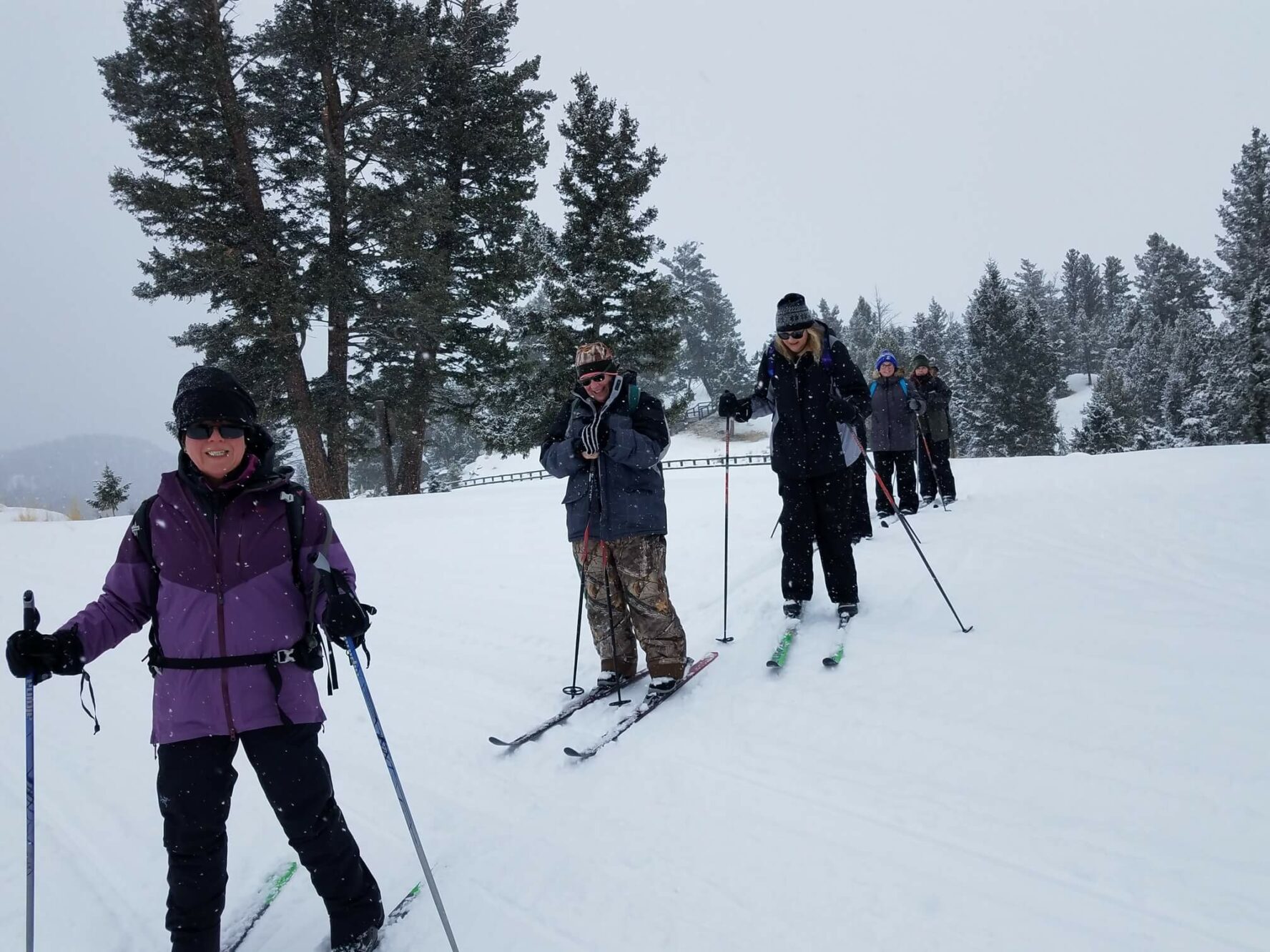 Cross-country skiers in Yellowstone