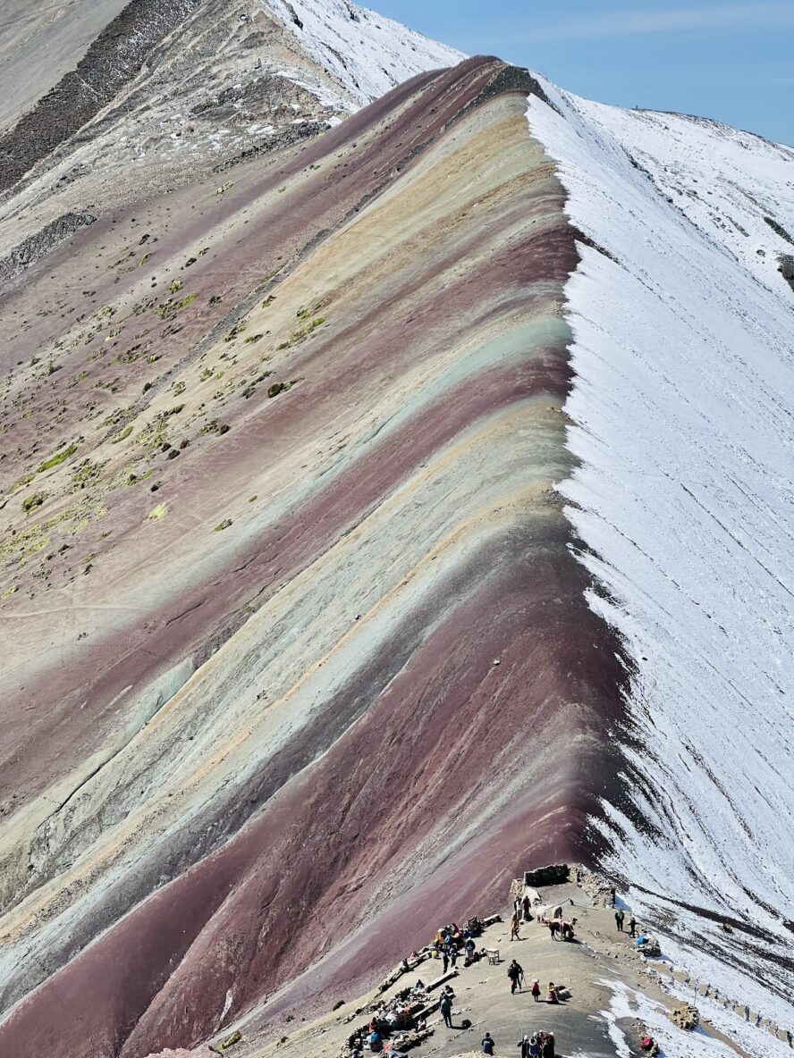  Rainbow Mountain (or Vinicunca) in Peru and its many colors. Red is iron, yellow is sulfur, and green is copper. It’s also known as montaña de siete colores (seven-colored mountain)