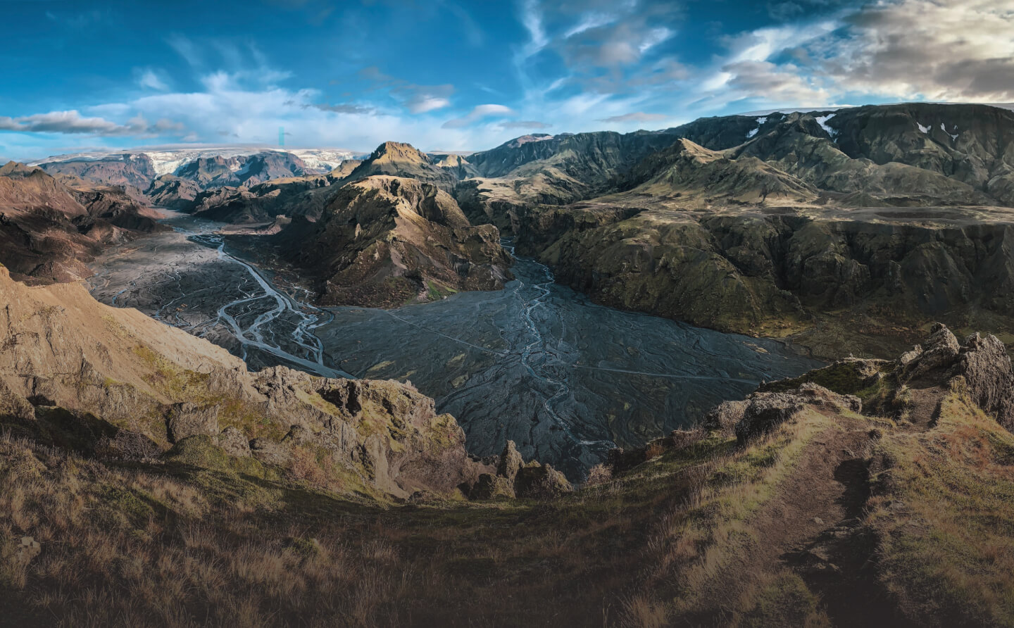 A panorama of a breathtaking landscape of Iceland.