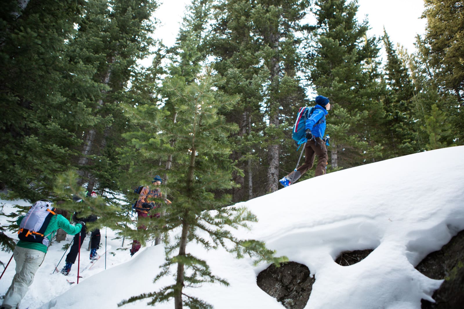 Students taking an avalanche refresher course in Estes Park