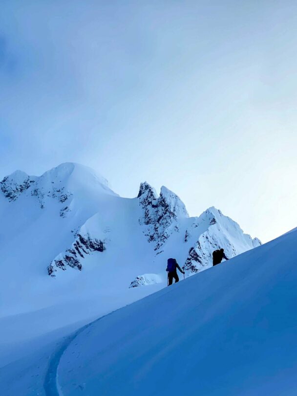 Backcountry skiing in Duffey Lake