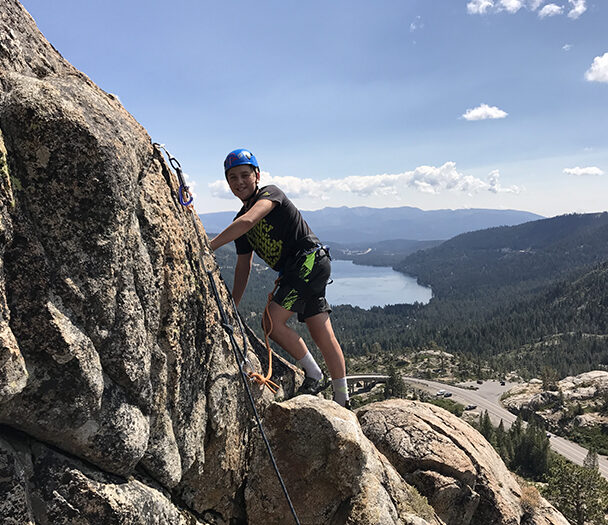 Rock climbing camp for kids on Donner Summit, California