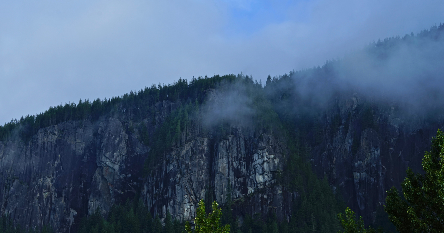 A climbing wall in Index, Washington