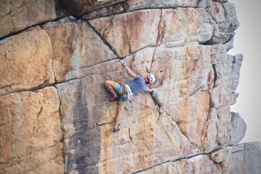 A man climbing at Long Dong, Taiwan