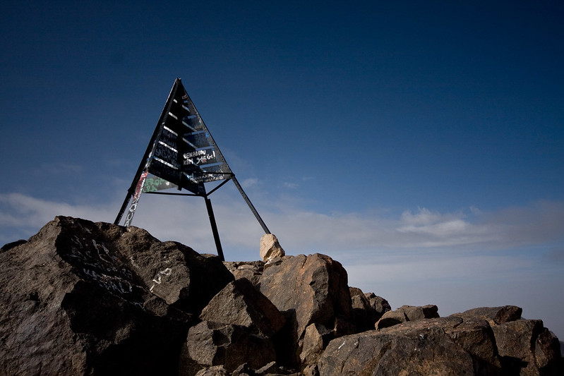 The peak of Mount Toubkal at sunset