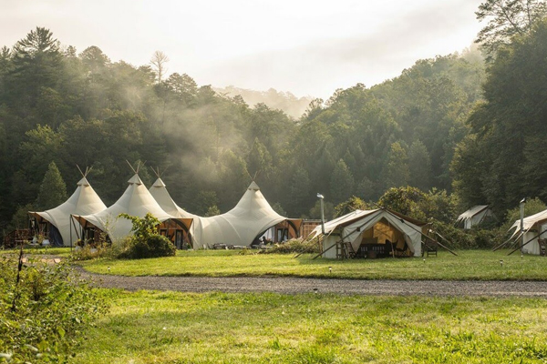 Some glamping huts in Smoky Mountains National Park