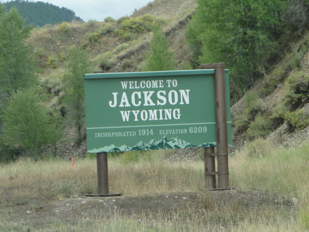A welcome to Jackson Wyoming sign