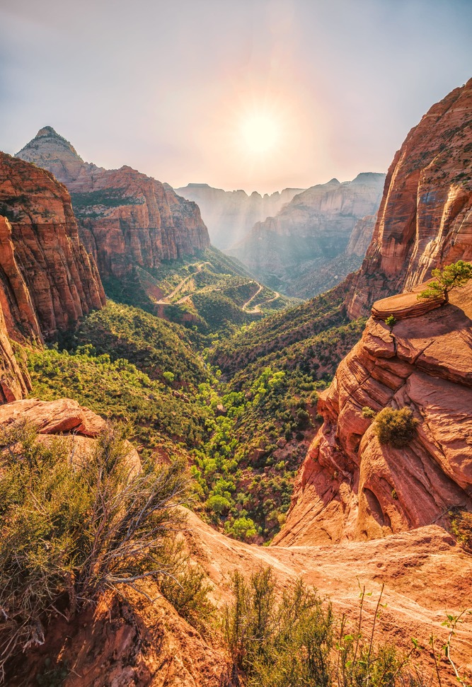 Scenic view of Zion Canyon