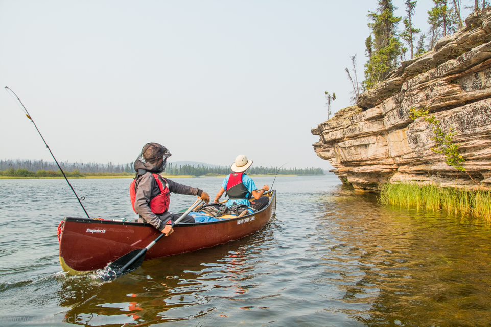 Canoers on the Hawkrock River in Saskatchewan