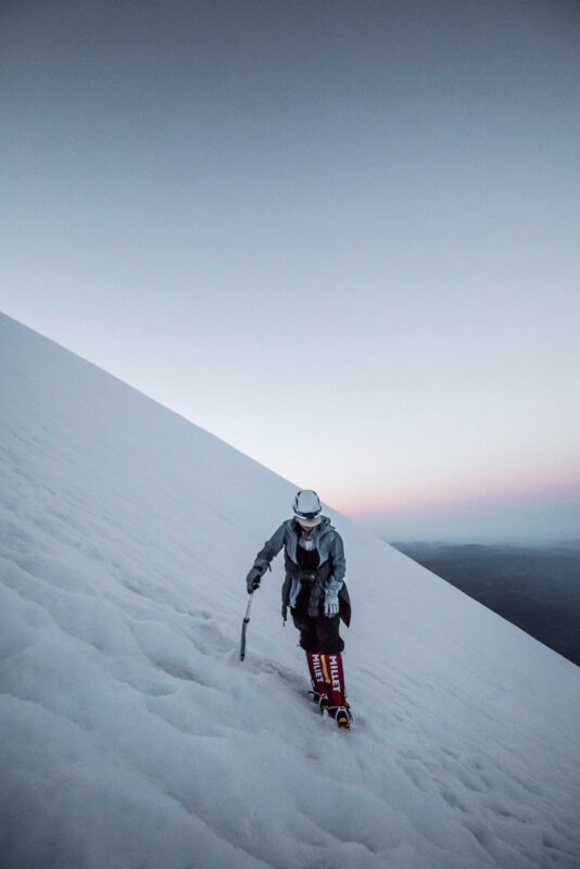 Female mountaineer on Mount Shasta