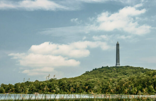 High Point Monument is located on a 220-foot hill that serves as a tribute to the war veterans.