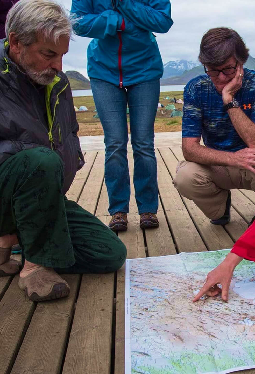 The guides for the Laugavegur trail showing the trail ahead.