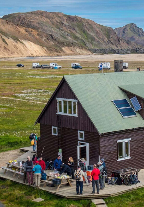 You will spend your nights in one of the six traditional mountain huts on the Laugavegur Trail.