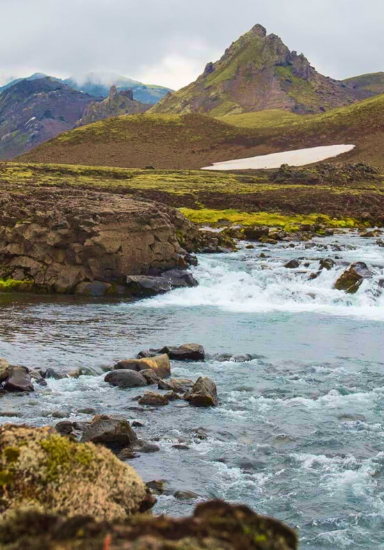 You will also cross a river while hiking on the Laugavegur Trail.
