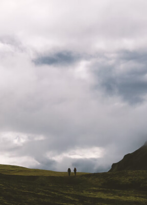 Maelifell is a volcano that contrasts the black sands surrounding it.