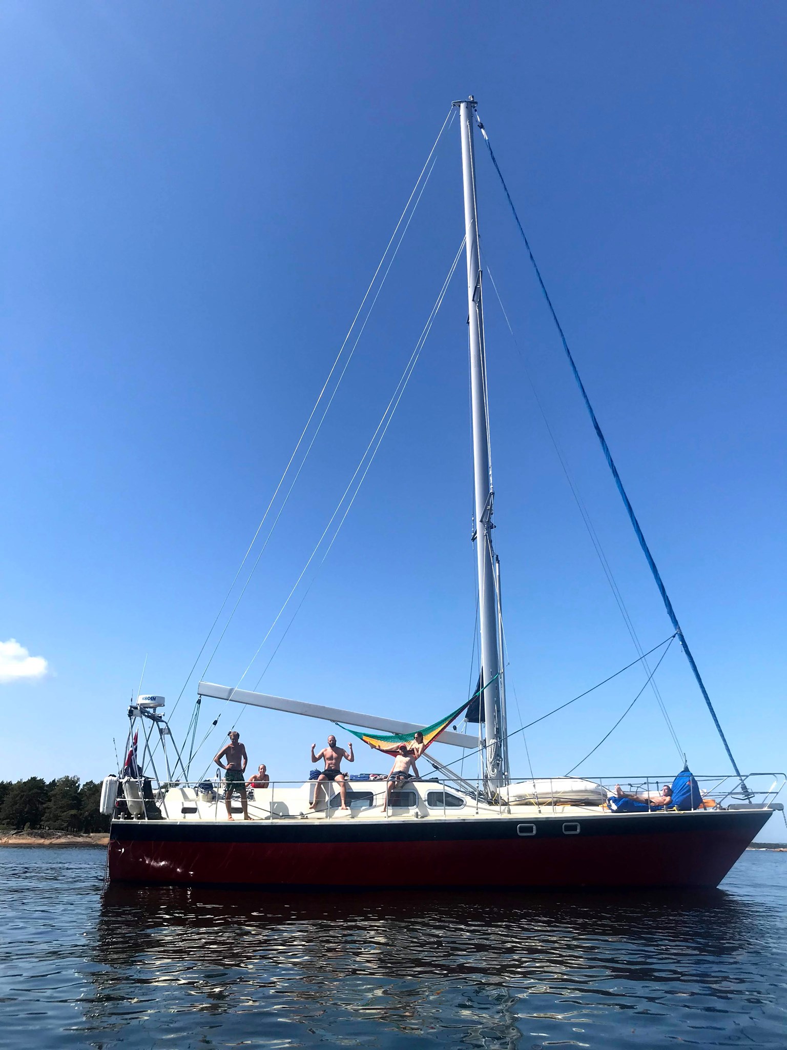 People on a sailing boat in Norway in the summer