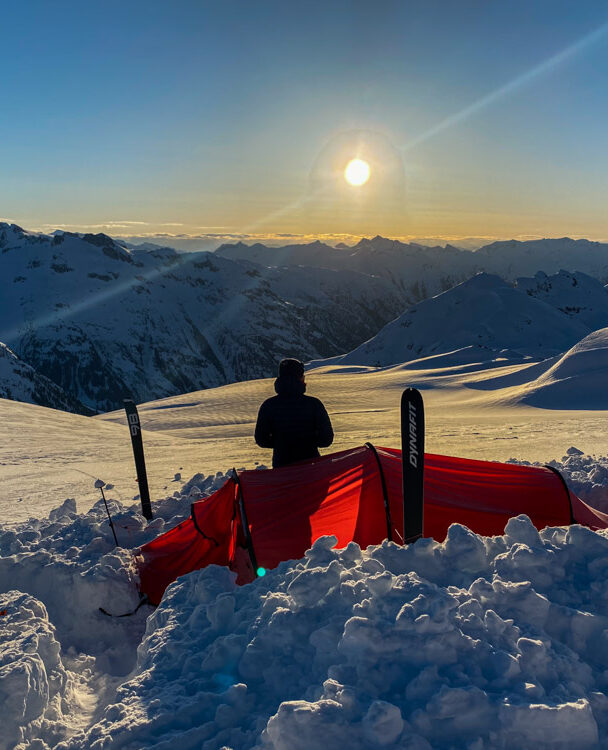 Ski mountaineering on Garibaldi Neve Traverse, BC
