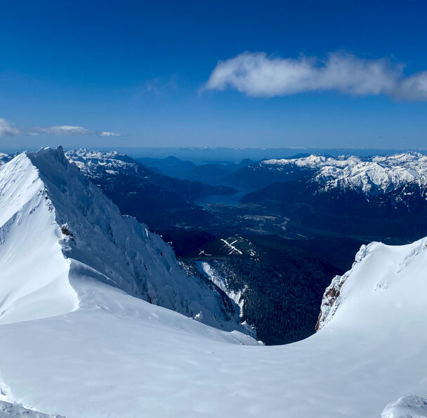 Ski mountaineering on Garibaldi Neve Traverse, BC