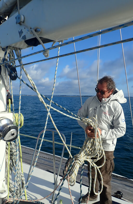 A Svalbard sailor preparing the boat for the ice-cold sea of the Arctic.