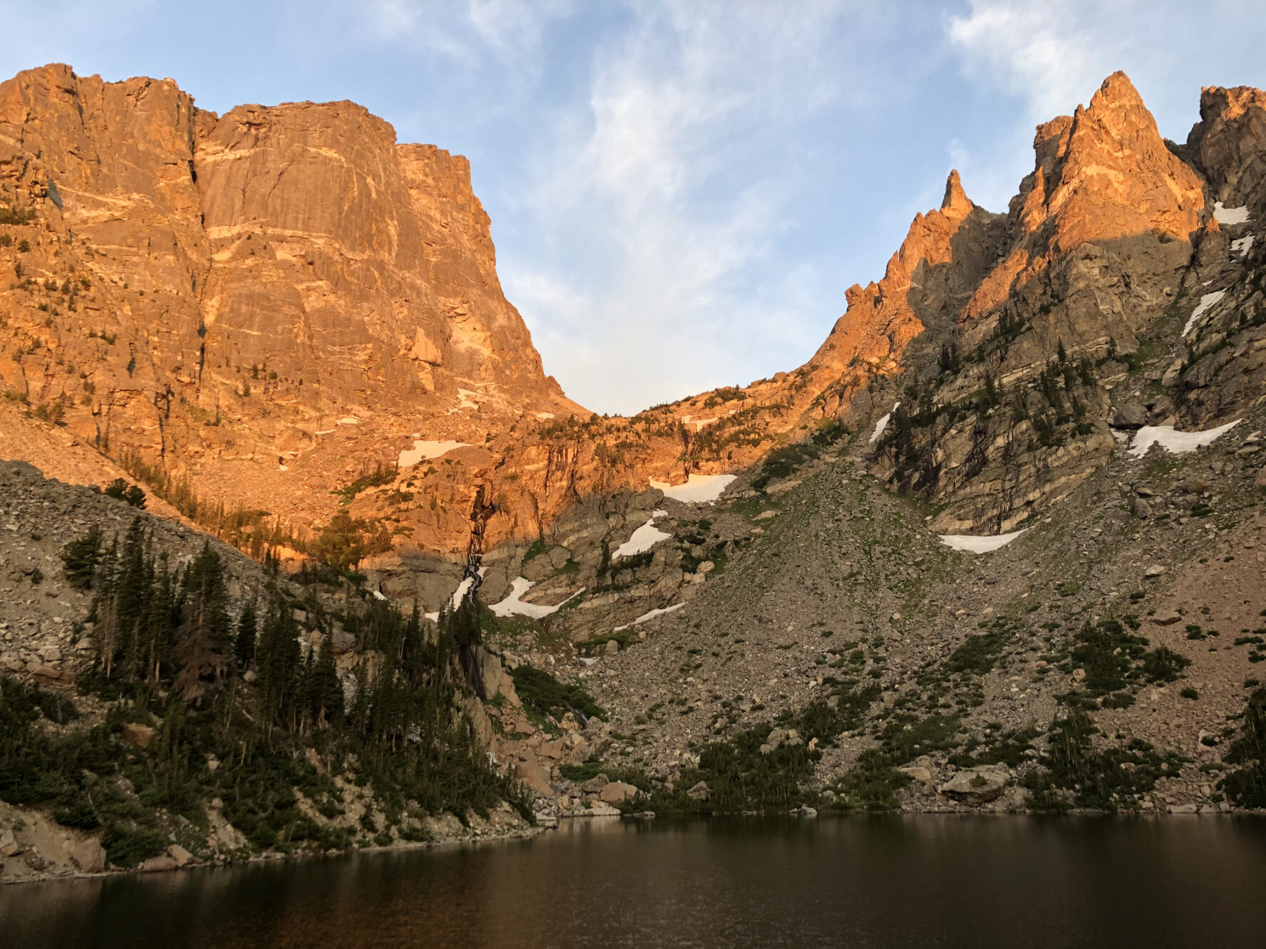 Hallett Peak is a well-known alpine climbing destination, including the standard classic, the Northcutt-Carter.