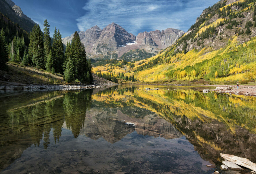Stunning colors make Maroon Lake one of the best Colorado hikes in the fall.