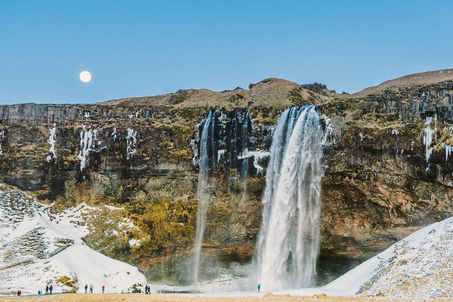 Panoramic view of the Seljalandsfoss waterfall