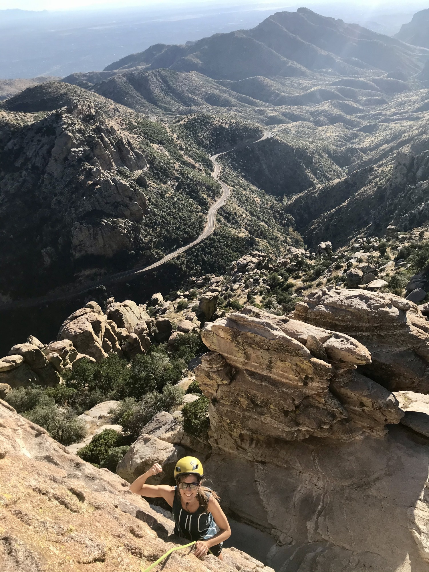 Climbing high up on Mount Lemmon, with the Catalina Highway sprawling out below.